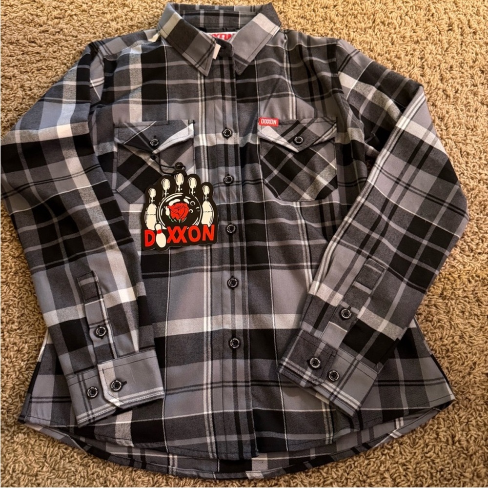 DIXXON Black and Gray Plaid Button Down Shirt